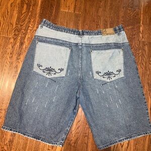 Brooklyn Express BKLYN Mens 42 (40) Y2k Vintage 90s Baggy Denim Jean Shorts